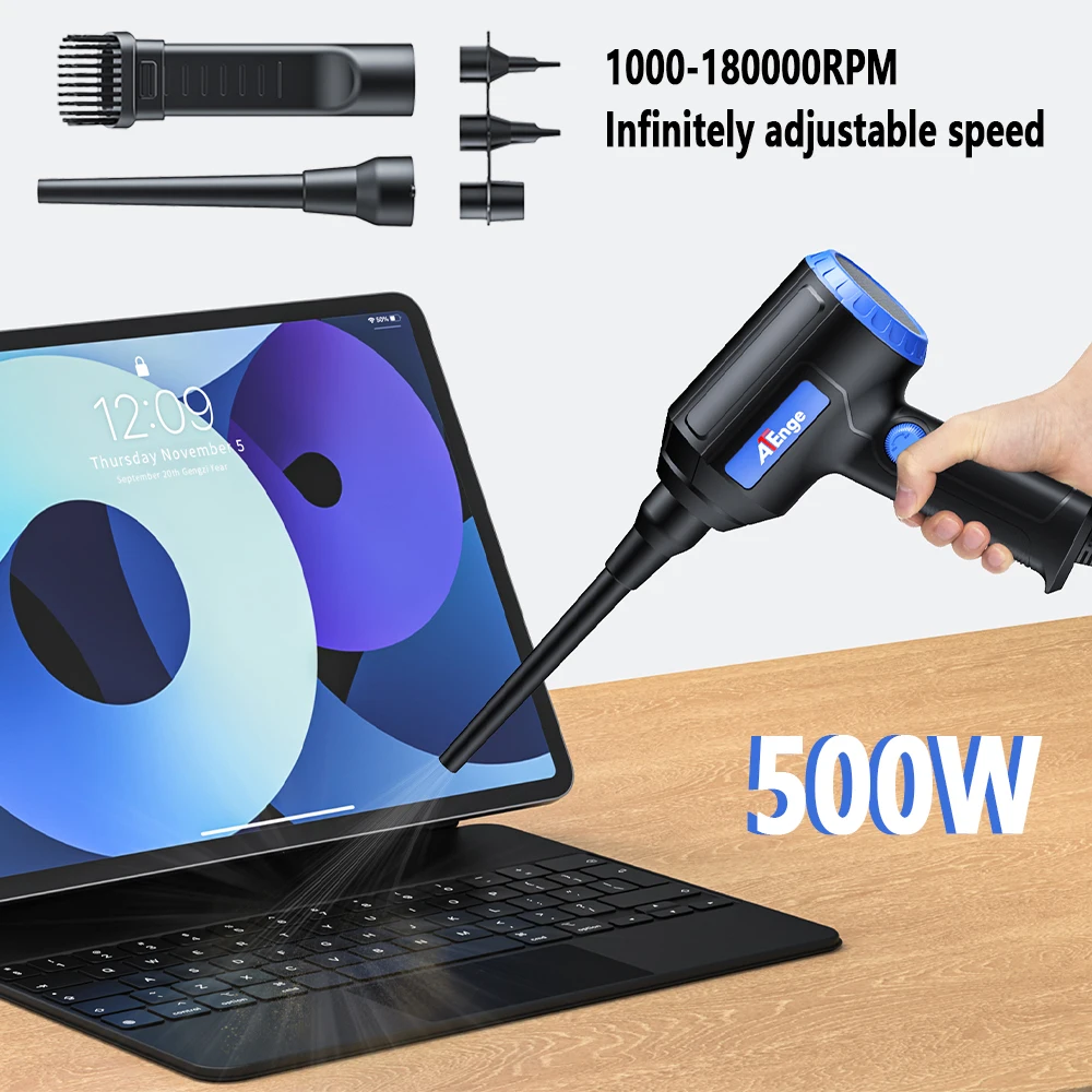 Electric Compressed Air Duster 500W Powerful Air Blower Cleaner Portable Duster Blower for PC Screen Computer Keyboard Cleaning 5