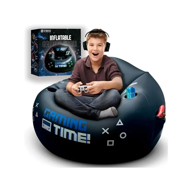 Set di Sedie Gonfiabili da Gaming, Poltrona Lounge, Divano Pigro in PVC Floccato, Sedia Pieghevole con Schienale, Divano per Camera da Letto - immagine 2
