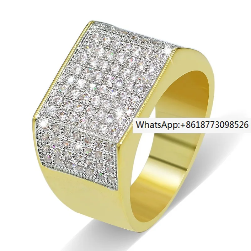 

TOPGRILLZ Hip Hop Bling Rings All Iced Out Real Micro Pave CZ AAA Cool Mens Women Couple Gold & Silver Color Hiphop Ring