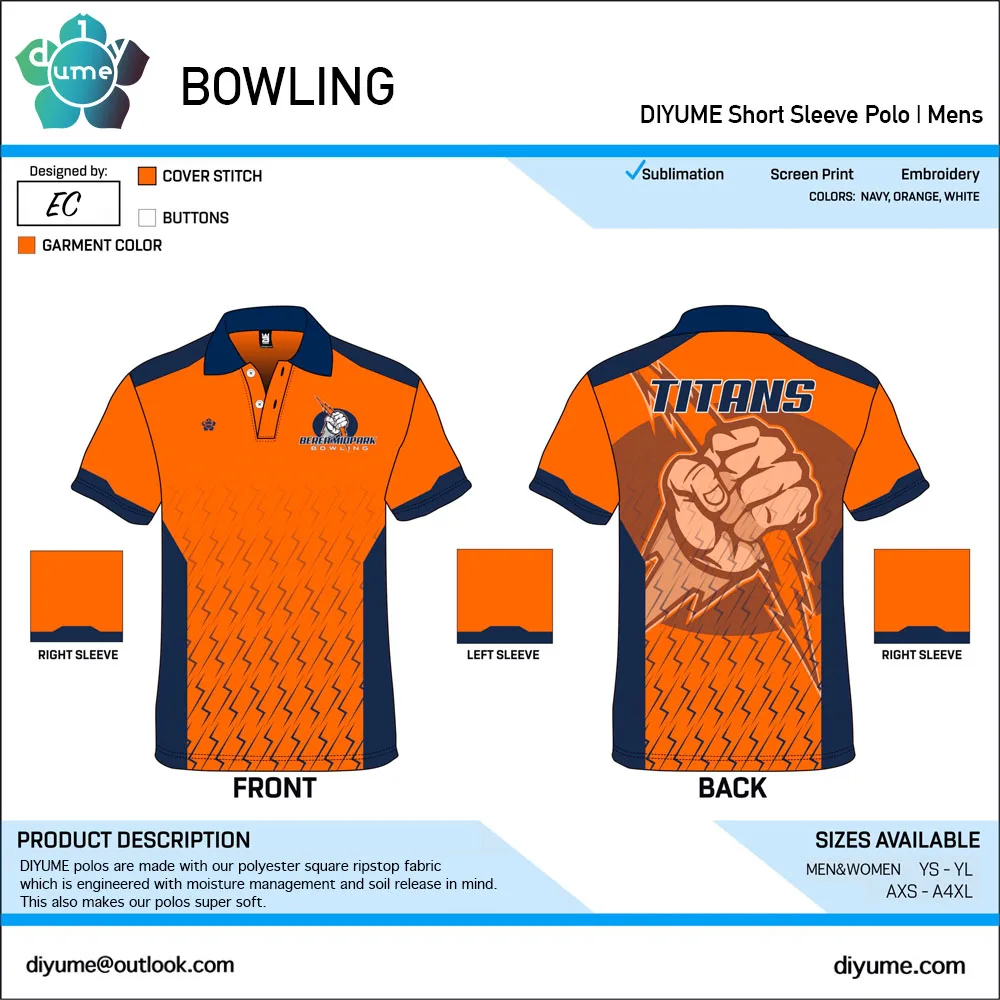 Newest Bowling Polo Shirt Short Sleeve For Men Women Youth Two Button Fashion Retro Sublimation Print Light Comfortable T-shirt