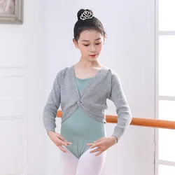 Autumn Winter Wrap Ballet Sweater Cardigans for Girls Kids Soft Knitted Dance Leotards Chest Kink Warm Ballet Coats