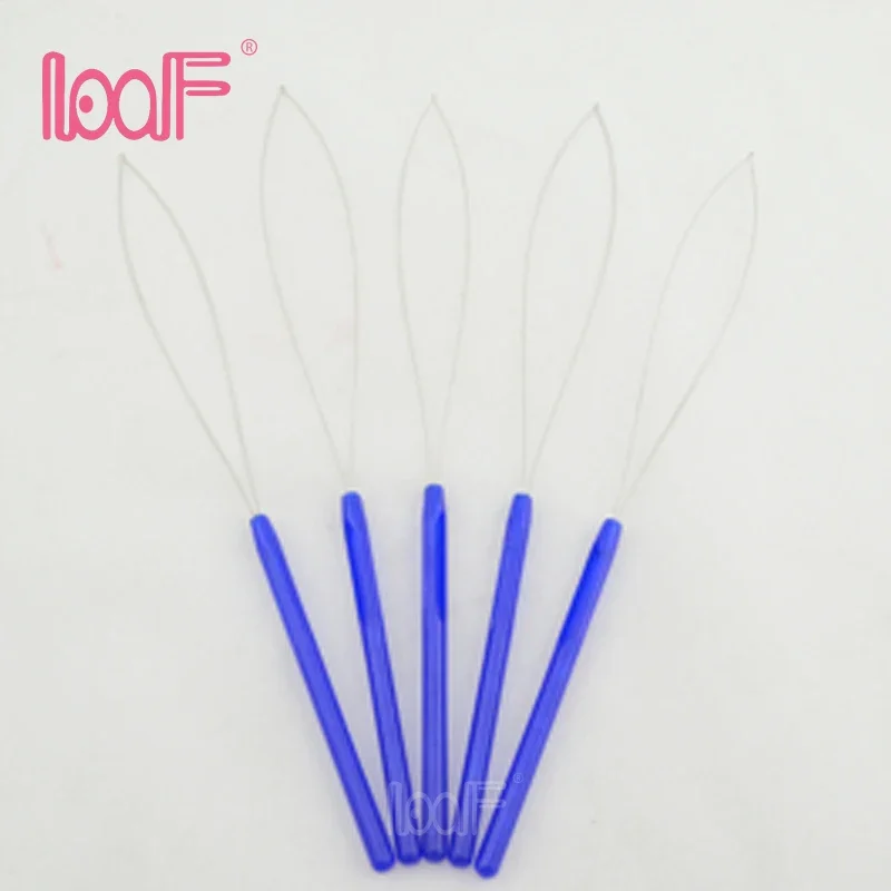 Crochet hooks hair extensions tool 1pcs plastic crochet hook pulling needle Loop threader tool for I tip Hair Extension Micro Ring Tools 6 colors random send