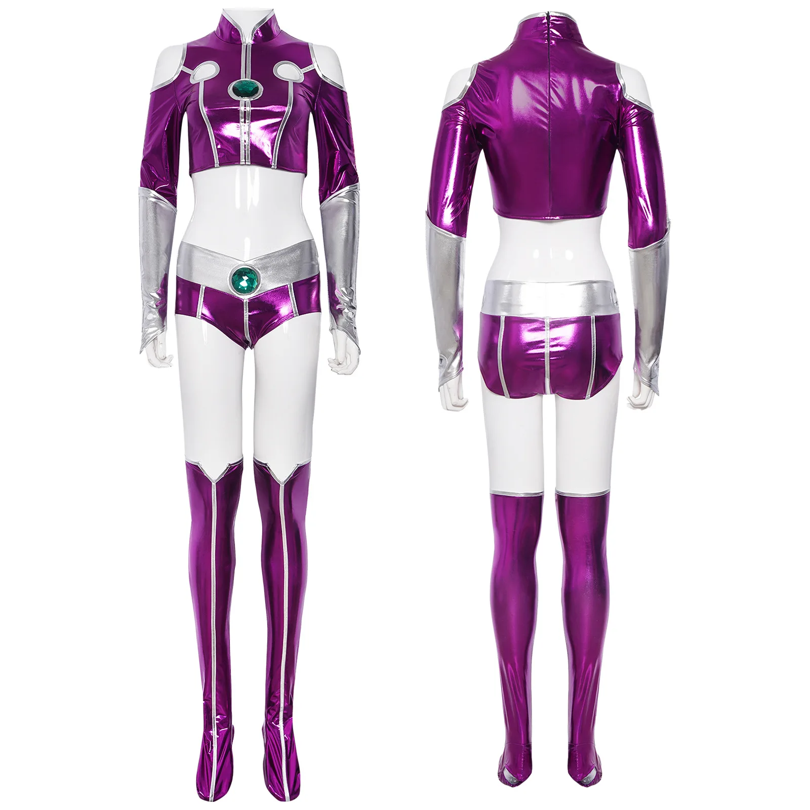 Anime TTeen TTitan Starfire Cosplay Costume Sexy ZZZentai Suit Purple Women Halloween Cosplay Costume Sexy Purple Bodysuit