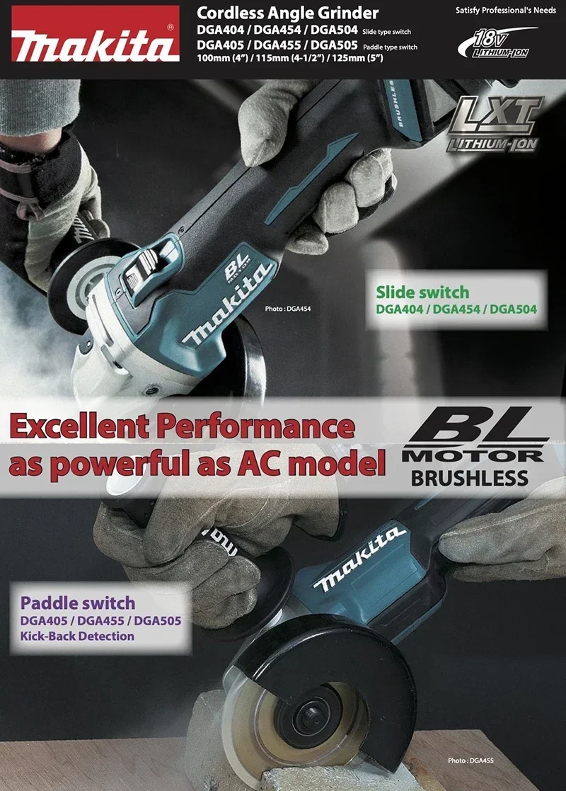 Makita DGA404Z DGA402Z Cordless 100MM Angle Grinder Brushless 18V