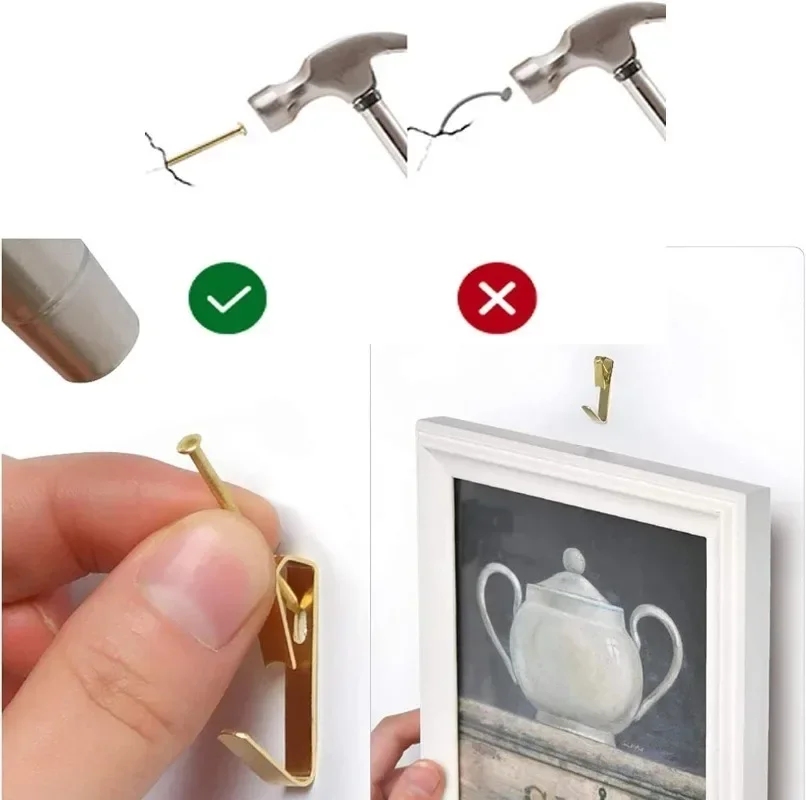 Wall Hooks 80pcs Metal Picture Hooks for Nailing Painting Frame Hanger Hard Wood Solid Wall Hook Photo Hanging Tool Wall Picture Holder