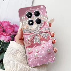 Cute Strawberry Love Heart Soft Silicone Clear Phone Case Cover for Redmi Note 14 Pro 4G (TPU-962)