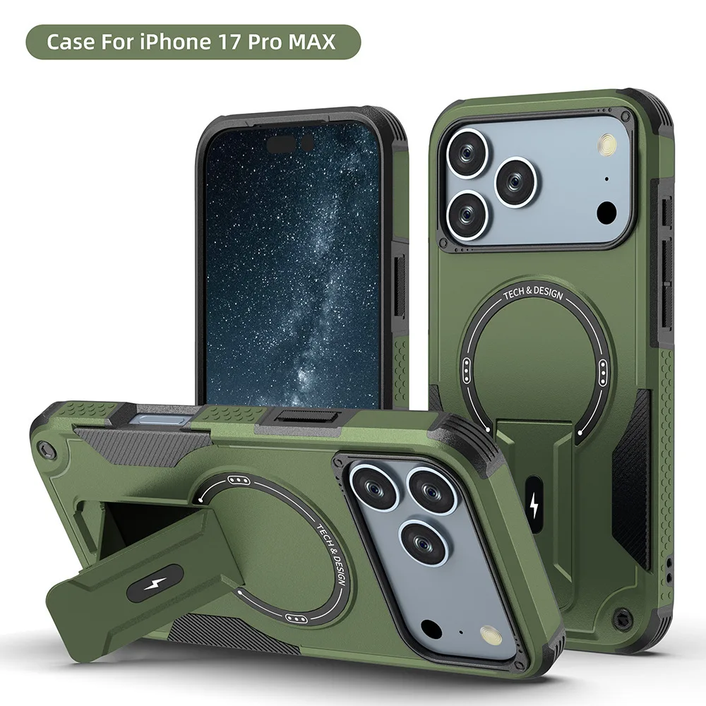 Magnetic Protective Phone Case with Stand and Kickstand Features