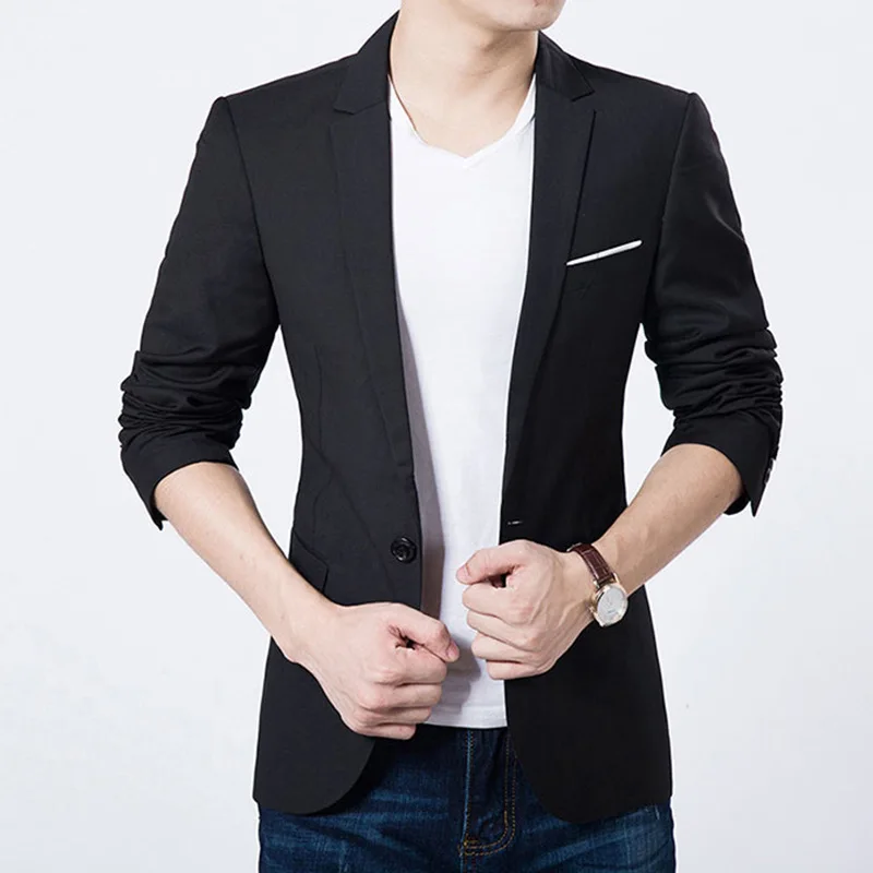 Summer Thin Blazer for Man New Solid Color Versatile Slim Lapel Handsome Suit Jacket Male