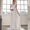 Simple Long Sleeve Wedding Dress Floor Length A-Line Robe De Mariee Customzie For Women Bridal Gowns Elegant vestido de novia 1