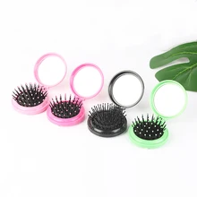

1pc Folding Comb with Mirror Compact Pocket Mirror Portable Travel Hair Brush Cosmetic Mirror Head Massager Relax Comb