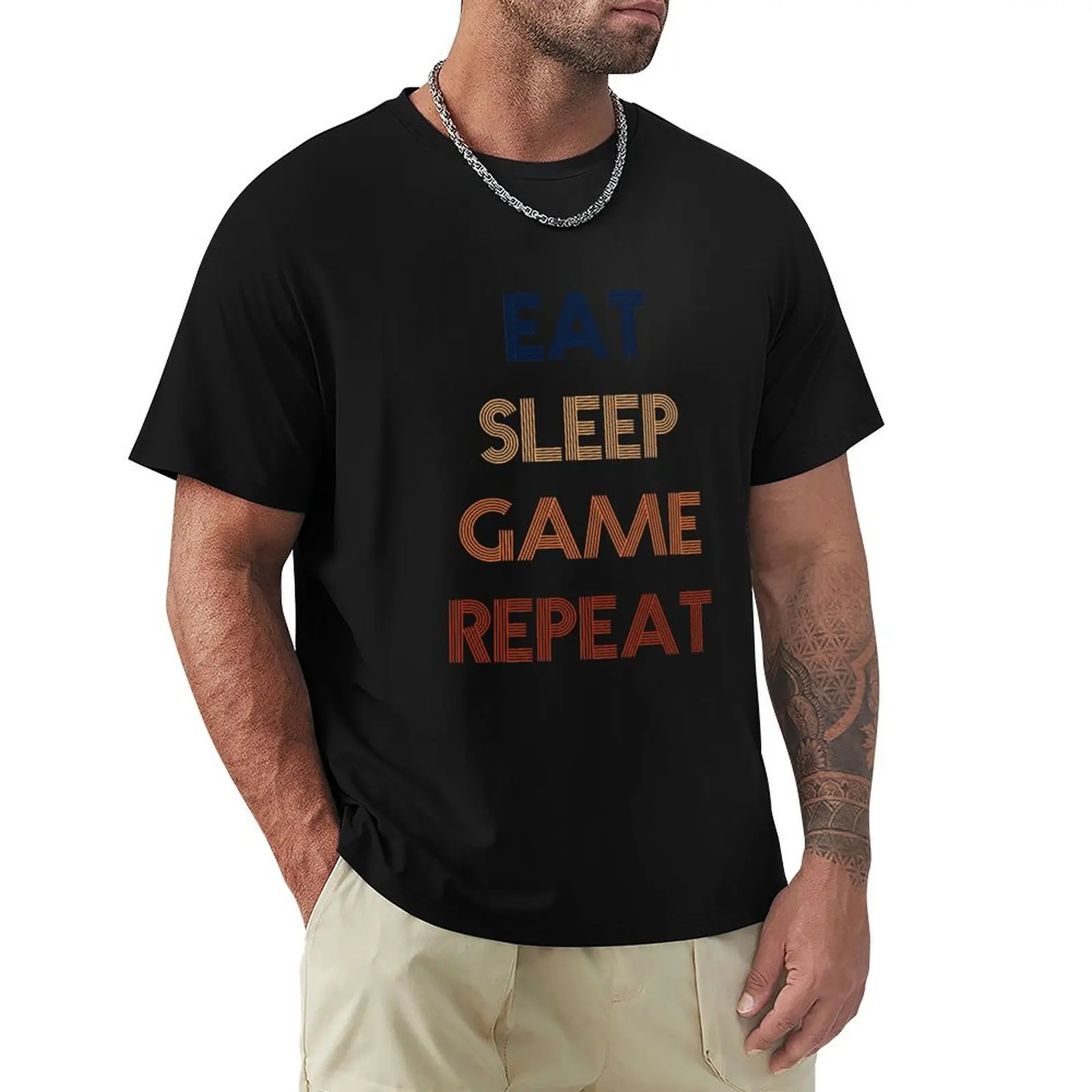 

Футболка Esport с надписью «Eat Sleep» и повторяющимся рисунком, Потрясающая Летняя одежда для мальчиков, белые мужские футболки, повседневный стильный
