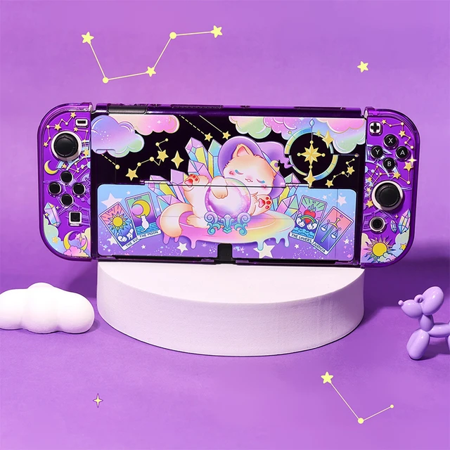 Kawaii Oled Case Funda Nintendo Switch Oled Cover Purple Tarot Cat Dockable  Protective Hard Shell For Switch Oled Controller - AliExpress