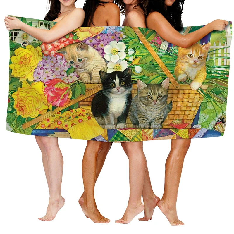 Home bath towels for the body towels bathroom quick drying microfiber beach towel Oil painting style man large sports towel 5