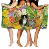 Home bath towels for the body towels bathroom quick drying microfiber beach towel Oil painting style man large sports towel 5