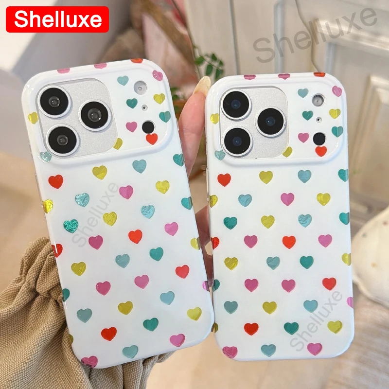 ins-Style Colored Pattern Phone Case Shelluxe For iPhone 17 16 15 14 Pro Max IMD Protector Cases Youth Girls Color Pattern Cover 1