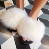 Summer Real Fur Slippers Plush Fluffy Raccoon Fur Slides For Women Flip Flop Flat Furry Outdoor Fashion Sandals Woman Shoes 5