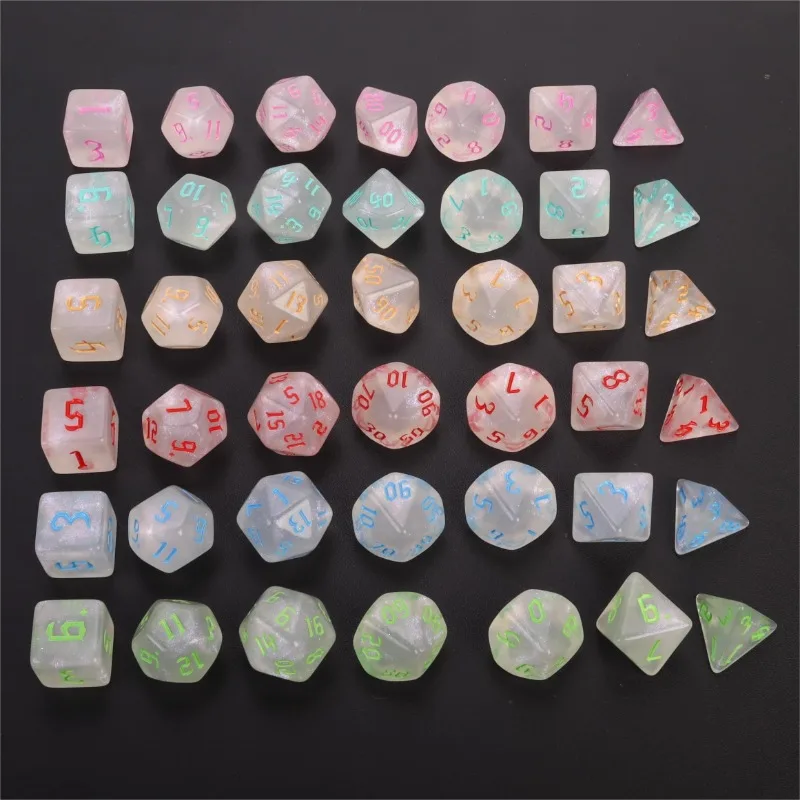 Transparent Polyhedral Dice 7pcs/lot Multi-sided Dice Set for Tabletop Game Roll Playing Table Game DND RPG Accessories