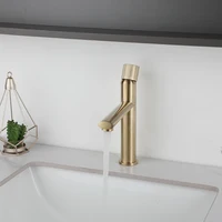 KEMAIDI ก๊อกน้ําห้องน้ําทองเหลืองห้องน้ําอ่างล้างหน้าก๊อกน้ําเย็นและน้ําร้อนอ่างล้างจาน TAP Deck Mounted Brushed GOLD ก๊อก 6