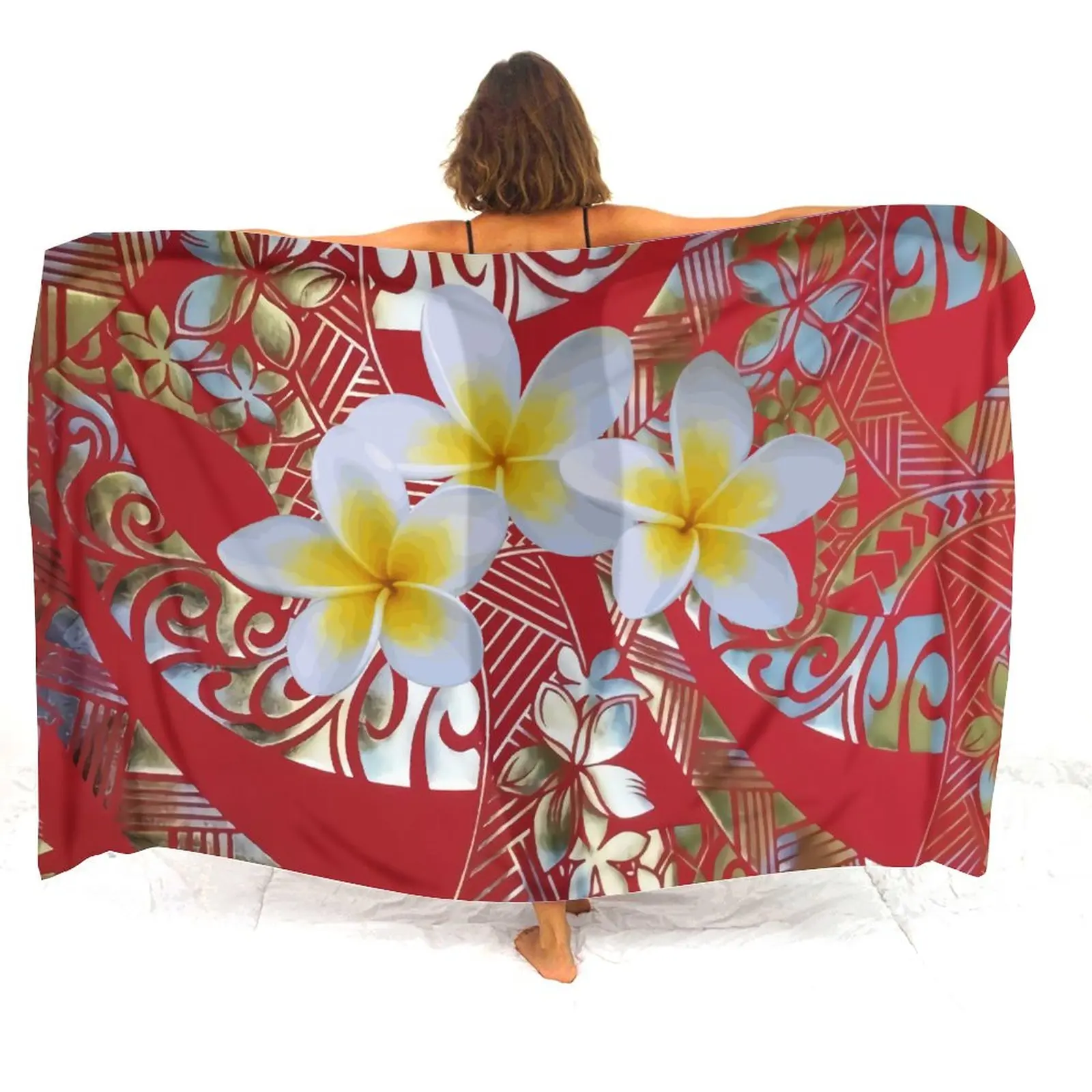 Sarong Personalizzati Per Le Donne Eleganti Costumi Da Bagno Stampati A Righe Tribali Polinesiani Frances Hibiscus Sarong Polinesiani Personalizzati