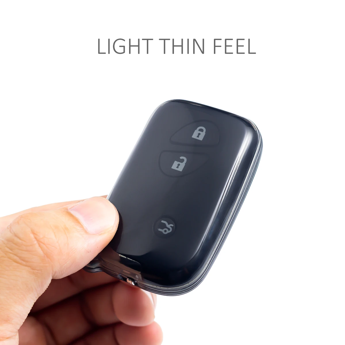Sleek Black Transparent Car Key Fob Case with Keychain