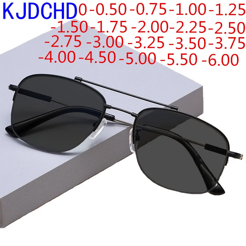 

Titanium Metal Myopia Photochromic Glasses Men And Women Ultra-Light Half-Rame Myopia Glasses Diopter Prescription Glasses