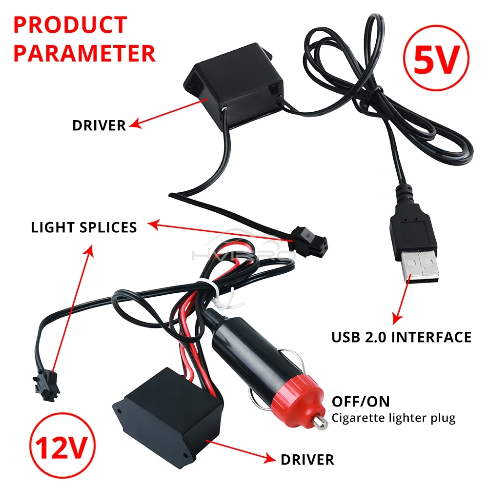 รูปสินค้า สายไฟ LED ยืดหยุ่นตกแต่งภายในรถอัตโนมัติ USB