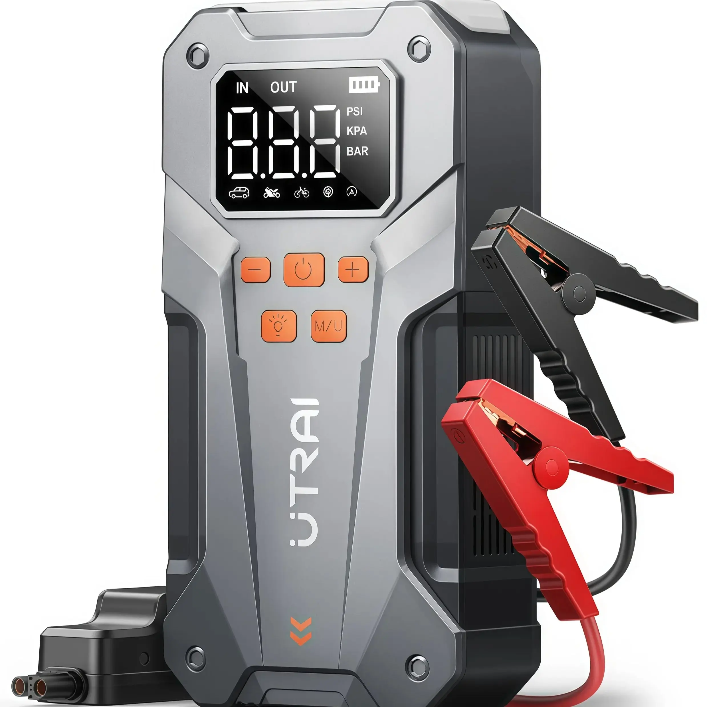 מתנע קפיצה UTRAI 150PSI 5000A עם מדחס אוויר לכל מנועי גז ודיזל בנפח 10.0 ליטר ﻿