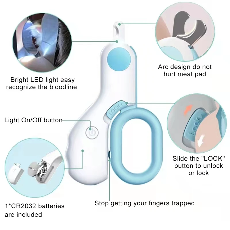 Professional Cat Nail Clipper Cutter With Led Light Scissors Suit for Dog Grooming Tool Trimmer Pet Nail Clippers Products pet nail clipper pet nail scissors pet nail file