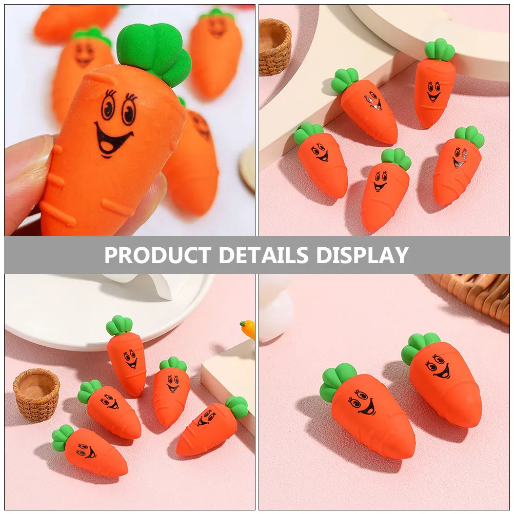 30Pcs 과일 모양의 미니 지우개 당근 디자인 부드럽고 유연한 Tpr 지우개 쓰기 지우기 학생 용품 사무용품