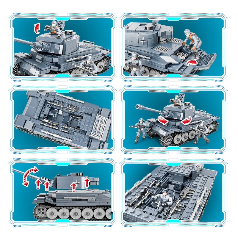 Фото Немецкий кирпич «king tiger II» pzkfw vi, танк, базис, кирпич, строительный блок, армия Второй мировой войны, экшн-фигурка ww, военный автомобиль, кирпичная игрушка №2