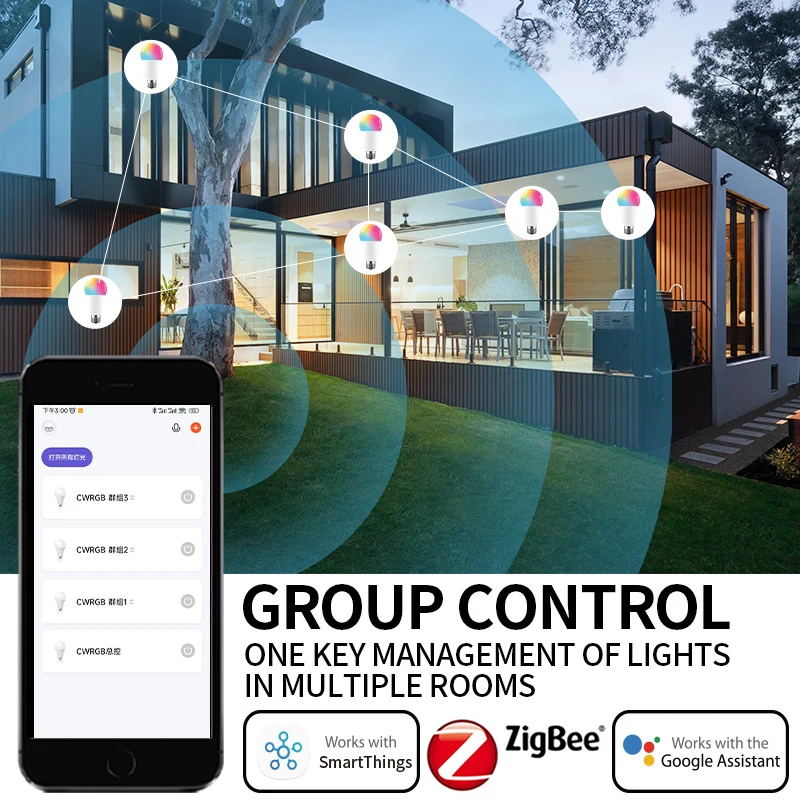 Zigbee 3.0 Smart LED Bulbs Light E27 18W 15W 12W RGB+WW+CW Dimmable Voice APP Control For Bedroom Living Room Decoration smart led light bulbs