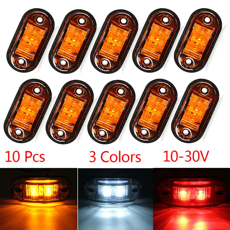 

10PCS Warning Lights LEDs Diode Light Trailer Truck Orange White Red LED Side Marker Lamp 12V 24V Hot