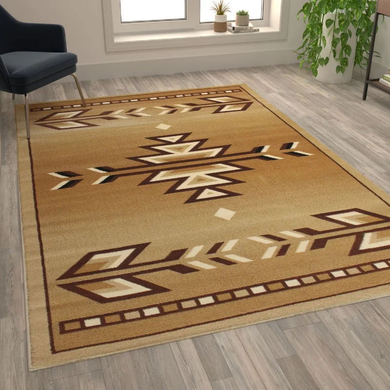 

6'x9' Brown Area Rug Olefin Carpet with Jute Backi Living Room Home Bedroom Decor