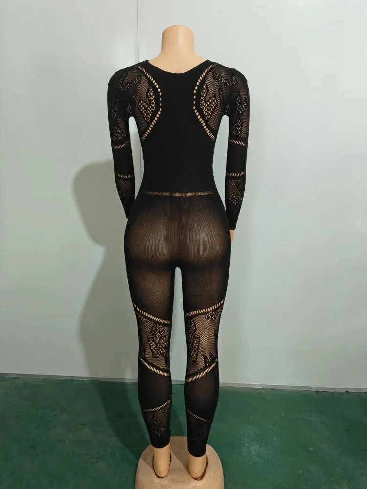 Wmstar jumpsuit women wholesale hollow out see through Thick wearable one piece pajamas and tight alluring one piece pants 2025