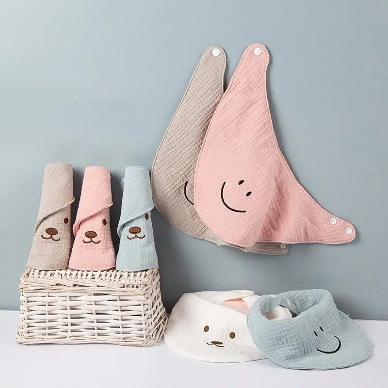 

Детские нагрудники, хлопковый однотонный карамельный цвет, треугольный шарф, слюнявчик для кормления