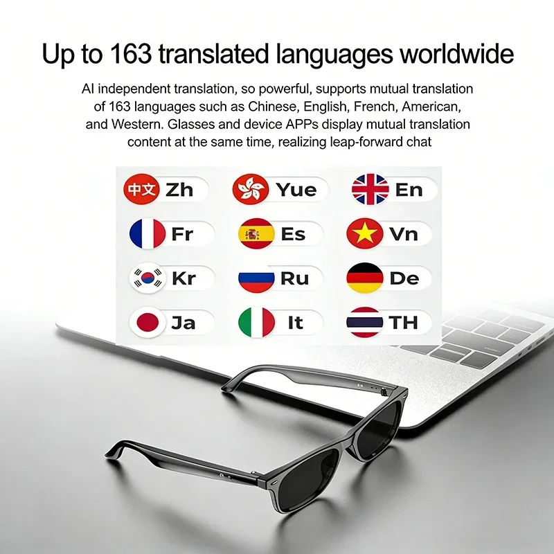 AI Smart Glasses for Men Smart Translation Glasses with Waterproof Call Function BT Smart Sunglas Outdoor Sports Headphones - 3