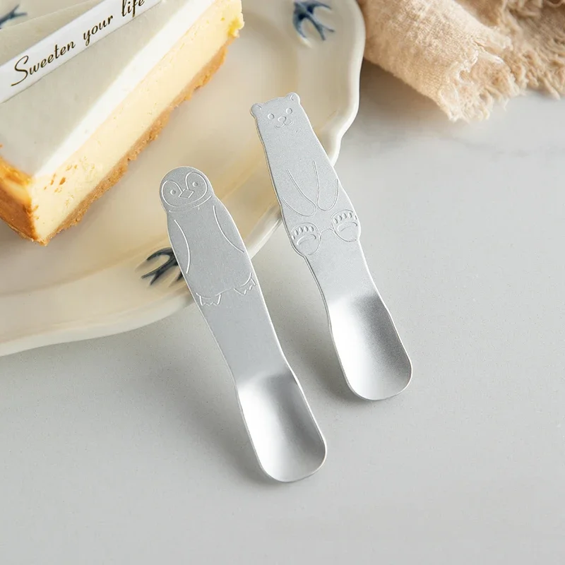 Self-melting Type Ice Cream Spoon Aluminum Creative Cute Small Dessert Scoop Silver Pudding Cake Spoons Tableware Cutlery Set ice cream spoon
