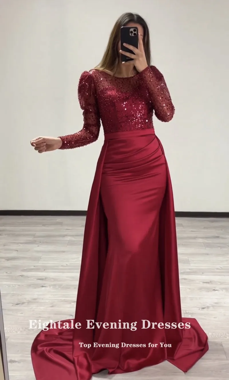 chinese dress ladies Buy Elegant Red Long Sleeves Prom Dress two/2 Pieces Siaoryne