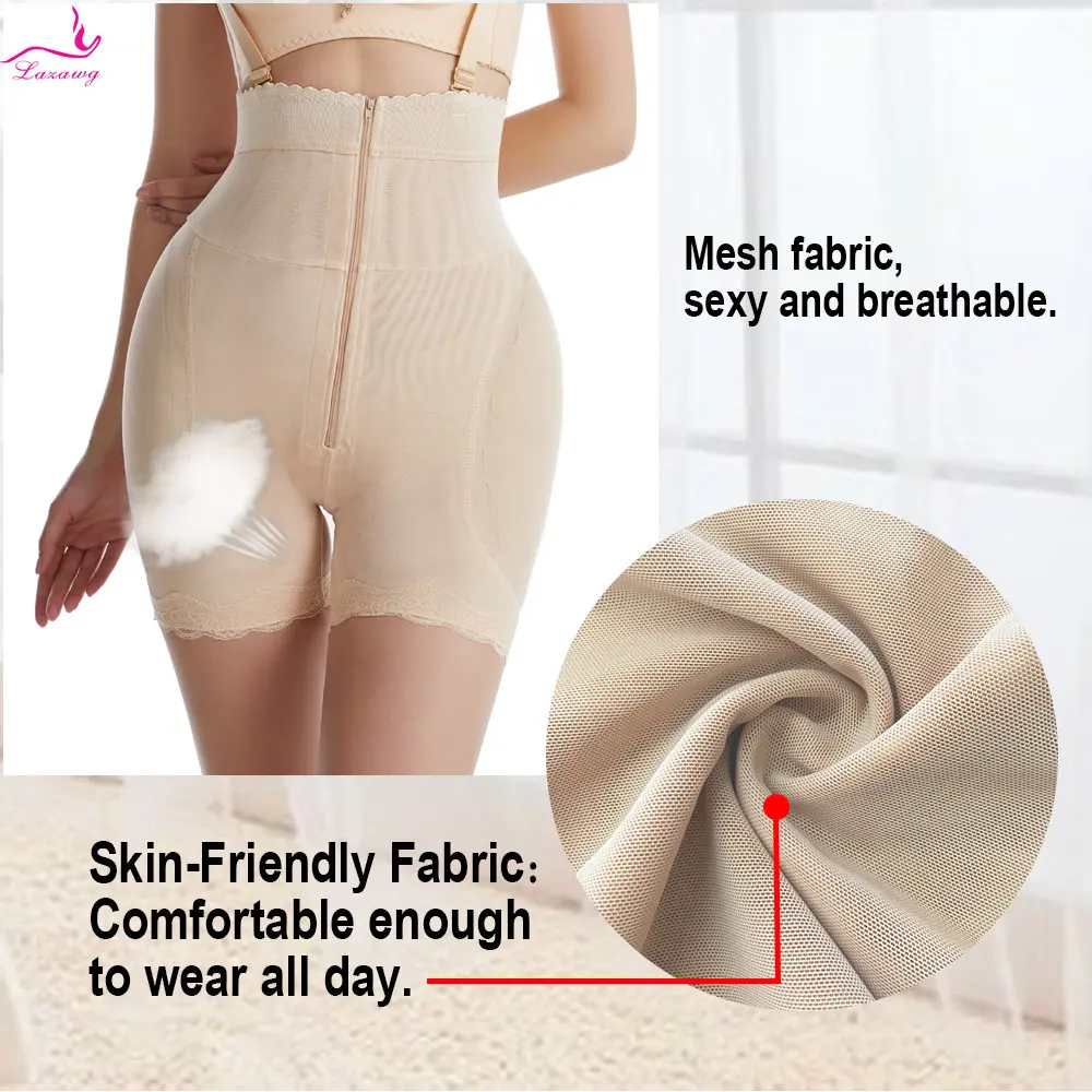 LAZAWG Bodysuit for Women Flat Belly Shapewear Tummy Control Body Shaper Slimming Underwear Ladies Body Shaper Removable Pads