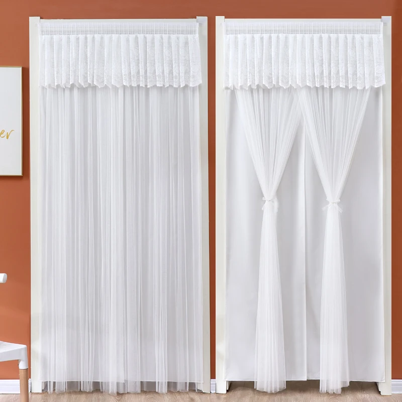 Dual-purpose curtain header with a distribution of lager rose white
