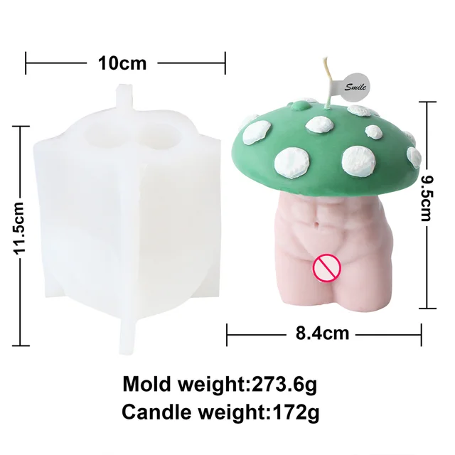 3D Female Body Shape Mushroom Silicone Mold Candle Making Molds Resin Soap  Mould