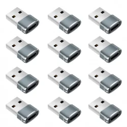 Universal USB to USB - C Adapter - Type C Converter Charger (Grey 12pcs)