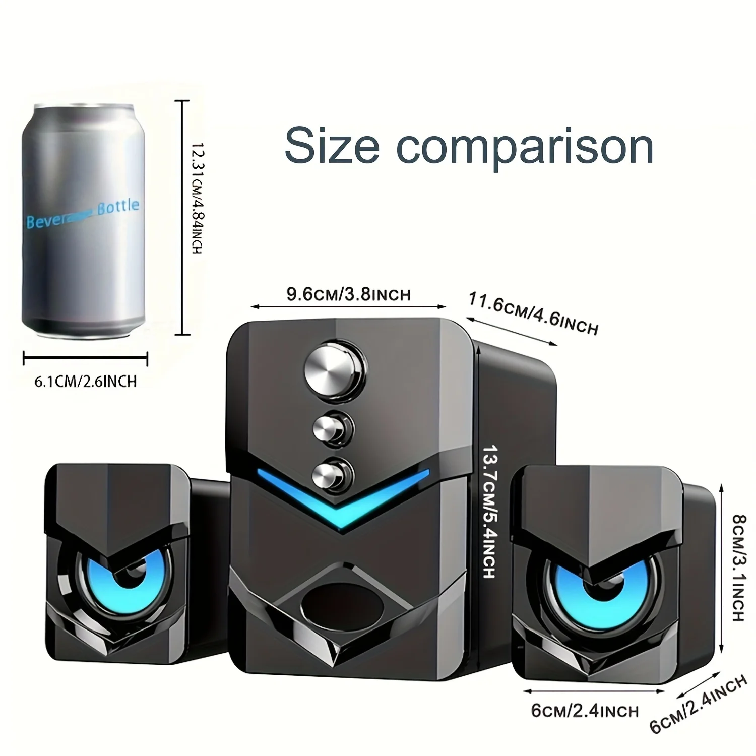 미니 휴대용 컴퓨터 스피커, 컴퓨터 사운더 스피커, USB 전원 3.5mm Aux-in 연결, 스테레오 오디오 멀티미디어 데스크탑