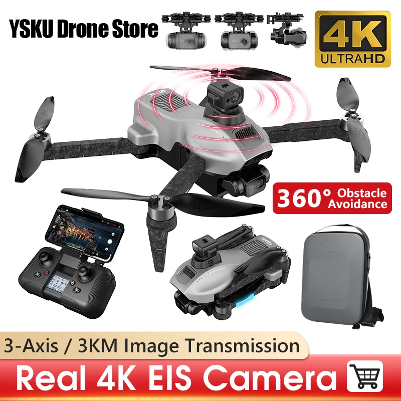 2022 F13 드론, FPV 쿼드콥터, 브러시리스 모터, RC 헬리콥터 장난감, 4K 전문 GPS, 3km, 3 축 EIS 흔들림 방지 짐벌 드론