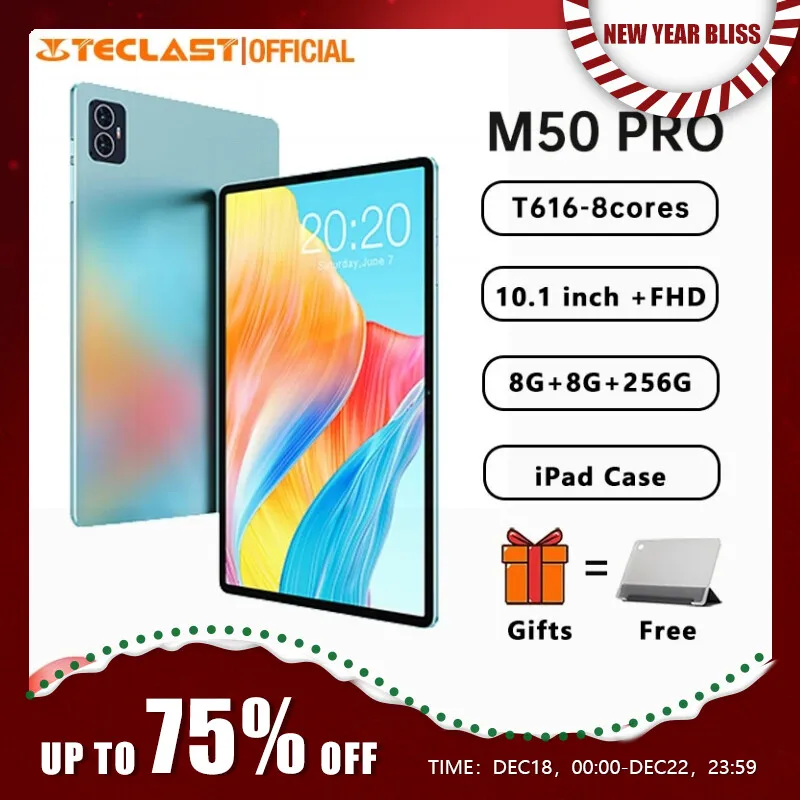 Teclast M50 Pro 2023 Android 13 Tablet 8GB RAM 256GB ROM UNISOC T616 10,1 pulgadas 1920*1200 4G Dual SIM LTE 6000mAh Tipo-C