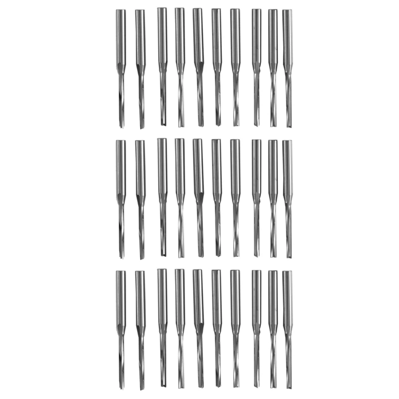 

30 Pcs Two Flutes Straight End Mills Straight Slot Bit Wood Cutter Two Double Flute Bits 3.175X2x17mm For CNC Router