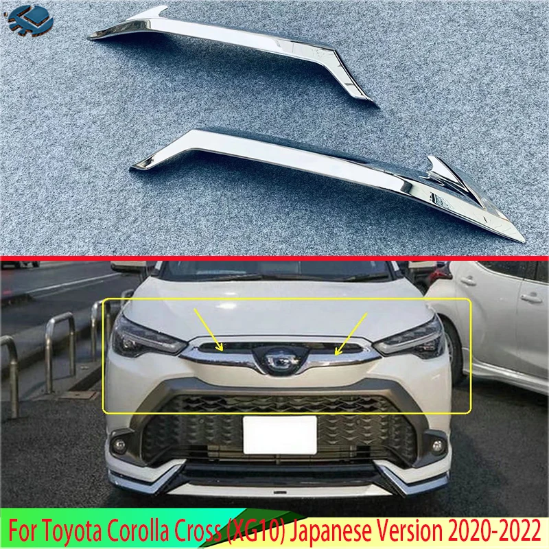 For Toyota Corolla Cross (Xg10) Japanese Version 2020-2022 Abs Chrome Front Center Mesh Grille Grill Cover Radiator Strip Trim