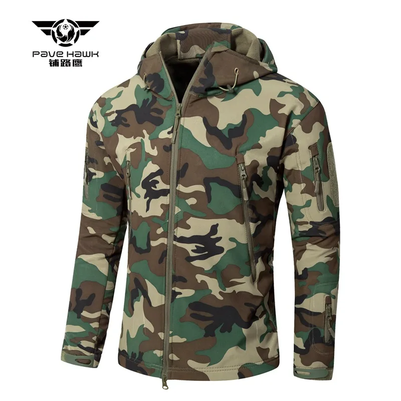 Men Shark Skin Soft Shell Fleece Jacket Outdoor Sports