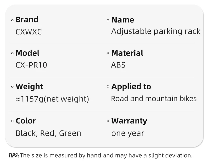 Description Picture 5 of itemCXWXC Bicycle Parking Rack 30-80mm Adjustable MTB Road Bike Indoor Display Stand ABS Anti-slip Stable Cycling Parking Holder