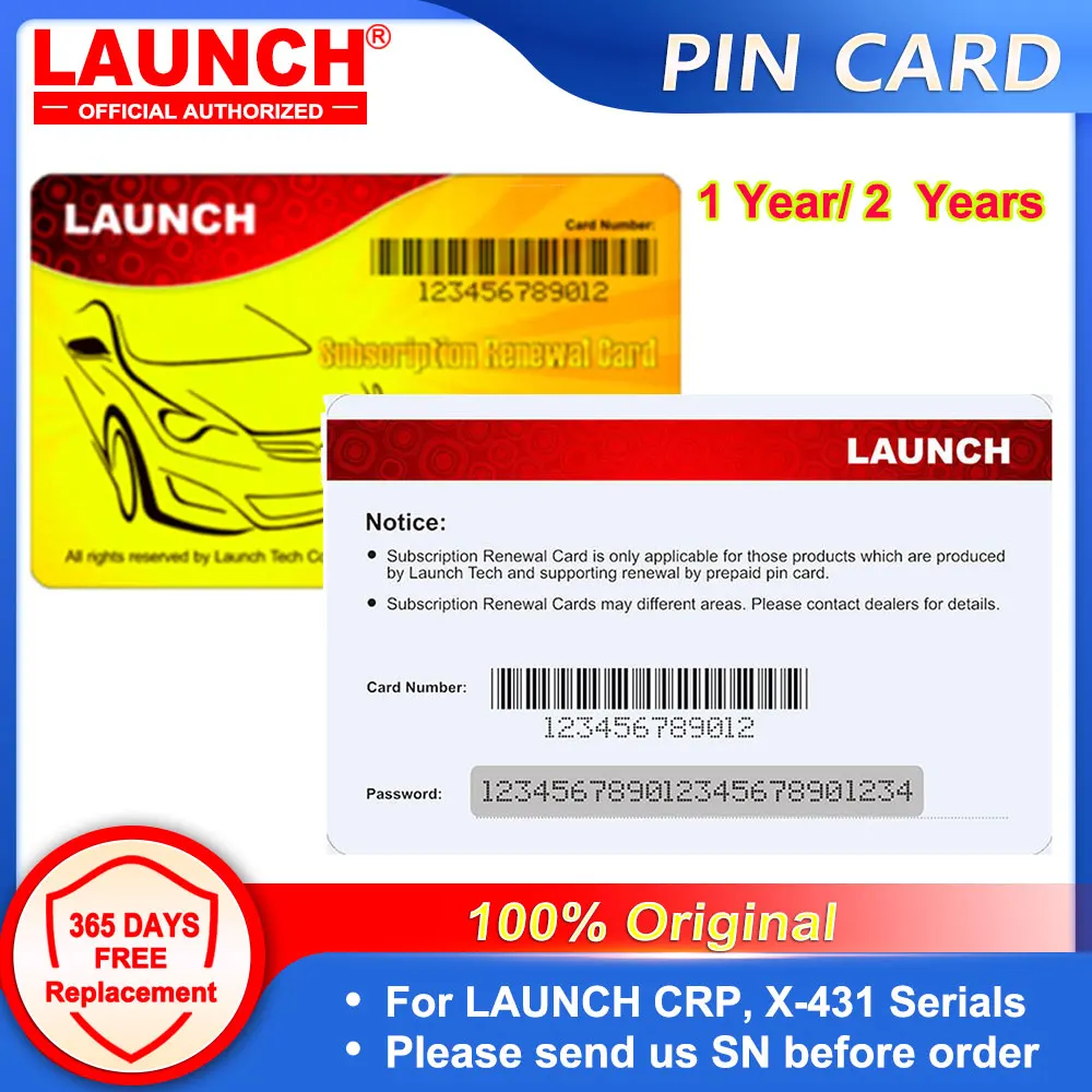 LAUNCH Pin card Renewal Car Truck Software Update Diesel for CRP X-431 Serials PAD V X431 PRO PRO3S+ 1 Year 2 years
